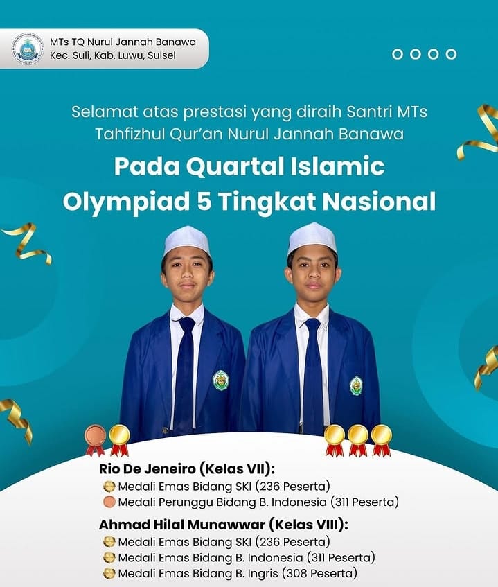 Memborong Medali Emas pada Quartal Islamic Olympiad 5 Tingkat Nasional