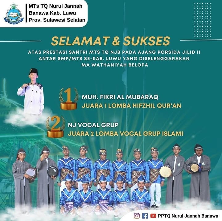 Membawa Pulang Juara ajang PORSIDA jilid II antar SMP/MTs Se-Kab Luwu yang diselenggarakan MA Wathaniyah Belopa
