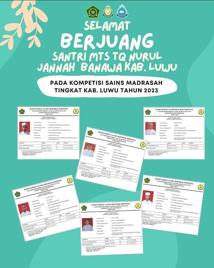 Selamat Berjuang Santri MTs TQ pada Kompetisi Sains Madrasah Tingkat Kabupaten Luwu Tahun 2023